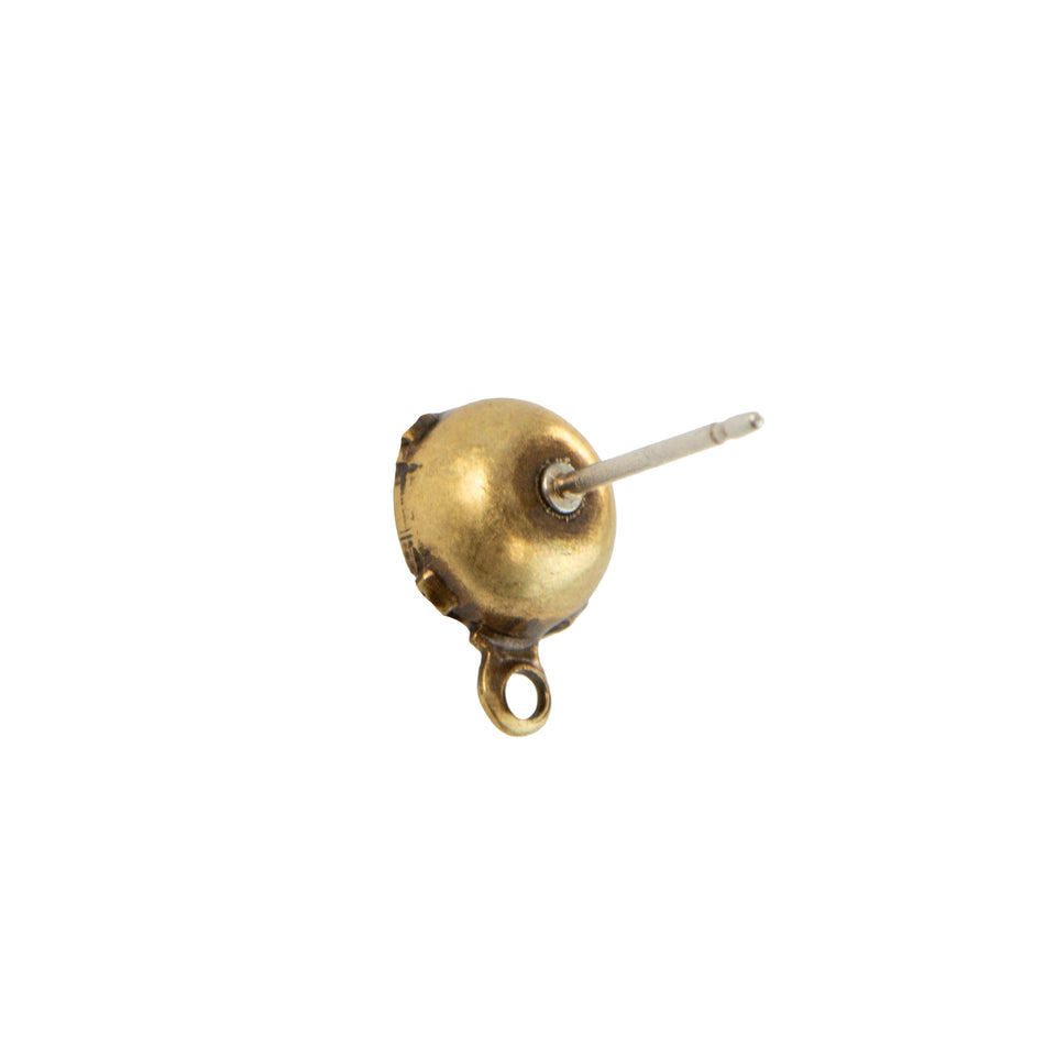35ss Clear Glass Round Stone in 1 Loop Setting with Post