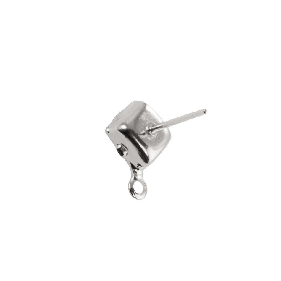 6mm White Glass Square Stone in 1 Loop Setting with Post