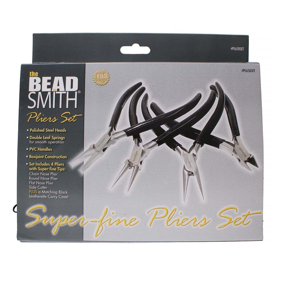 Beadsmith 4pc Black Plier Set plus Case. PL650SET