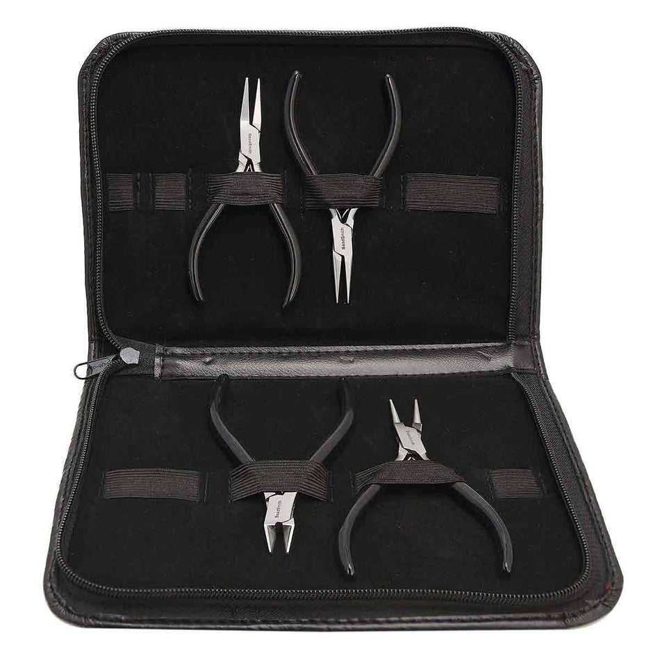 Beadsmith 4pc Black Plier Set plus Case. PL650SET