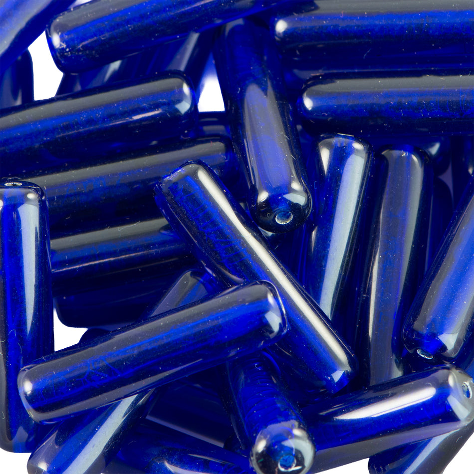 Translucent Blue Plastic Tube Beads 31x8mm (6)