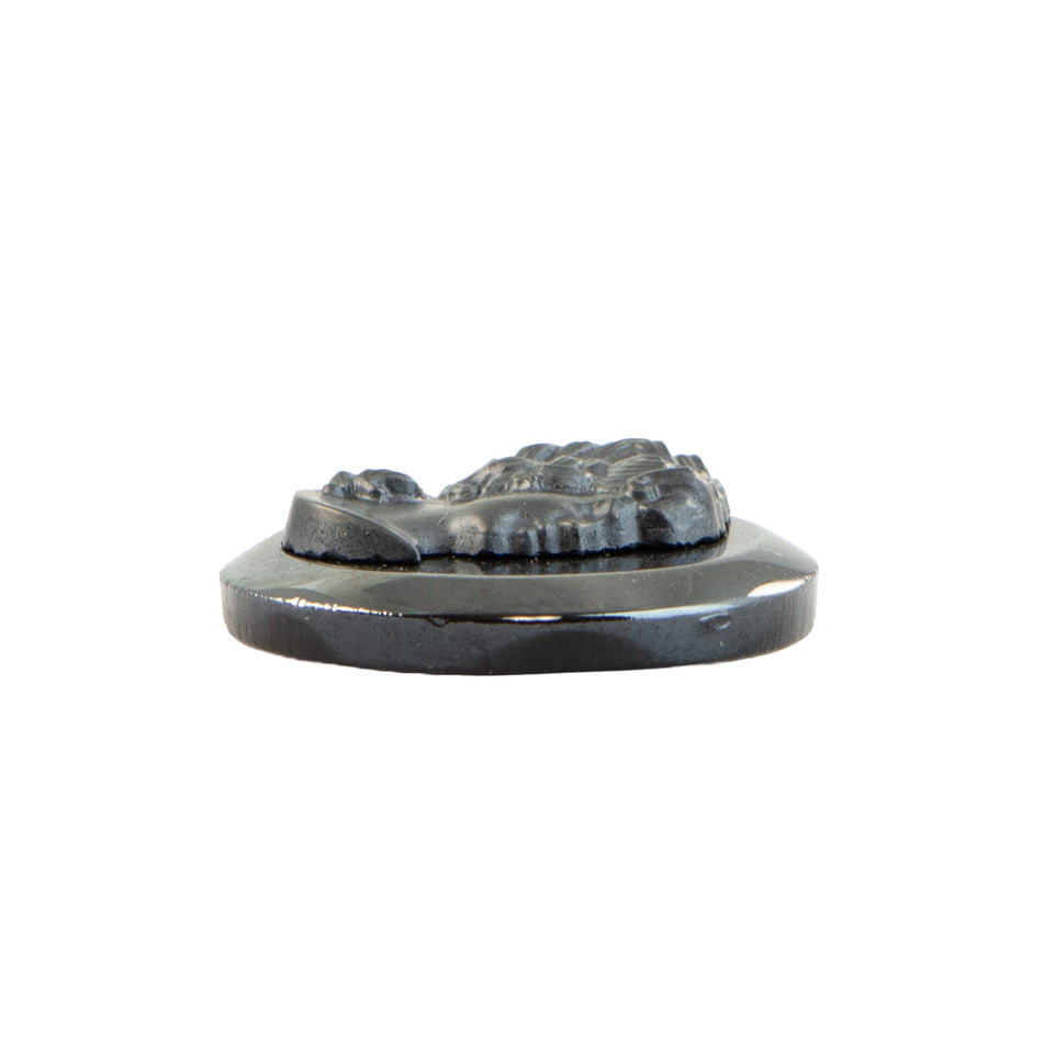 25mm Hematite Black Glass with Matte Black Cameo (1)