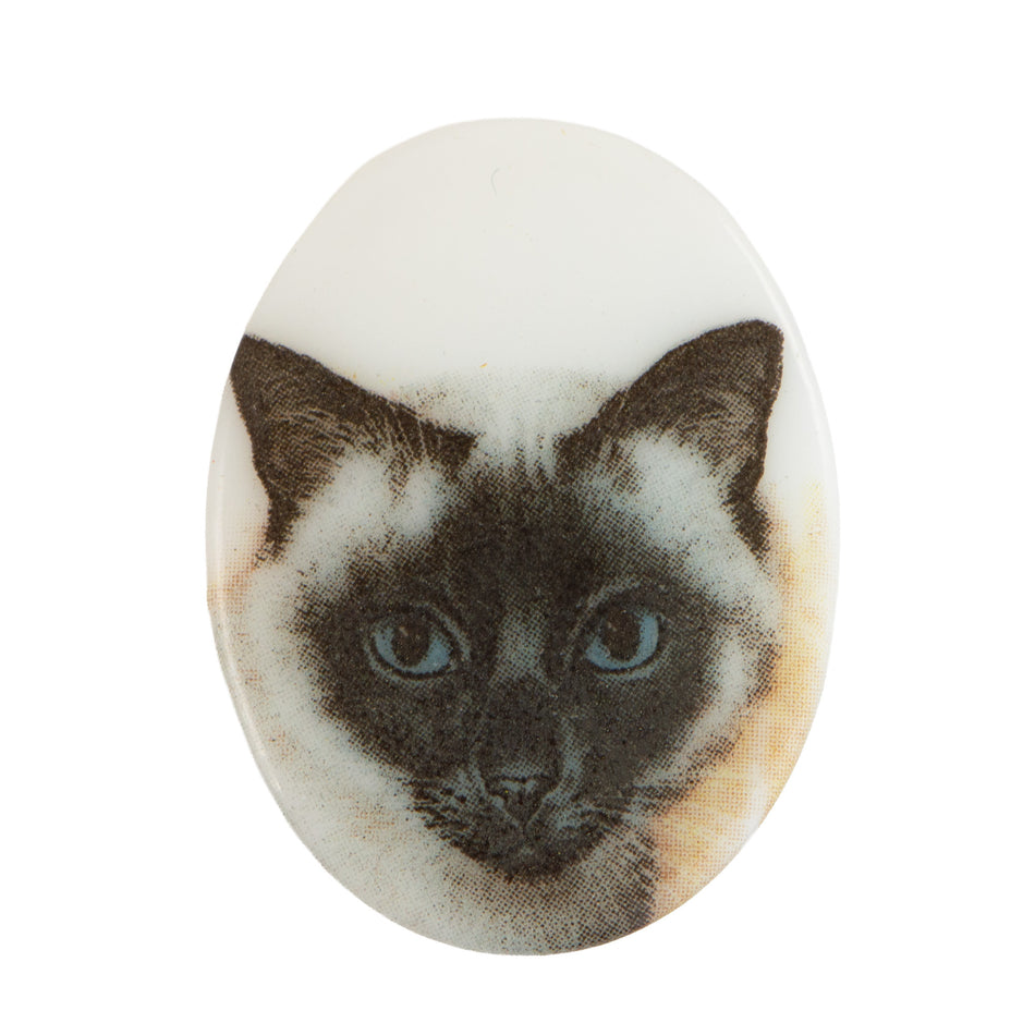 40x30mm Siamese Cat Cameo Glass Oval Cabochon (1)