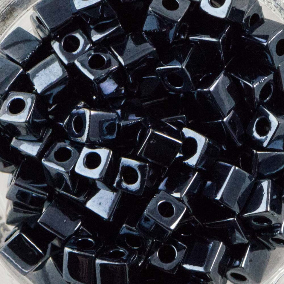 Metallic Gunmetal Miyuki Cube Seed Bead 4mm 20gm Tube SB4-451-TB