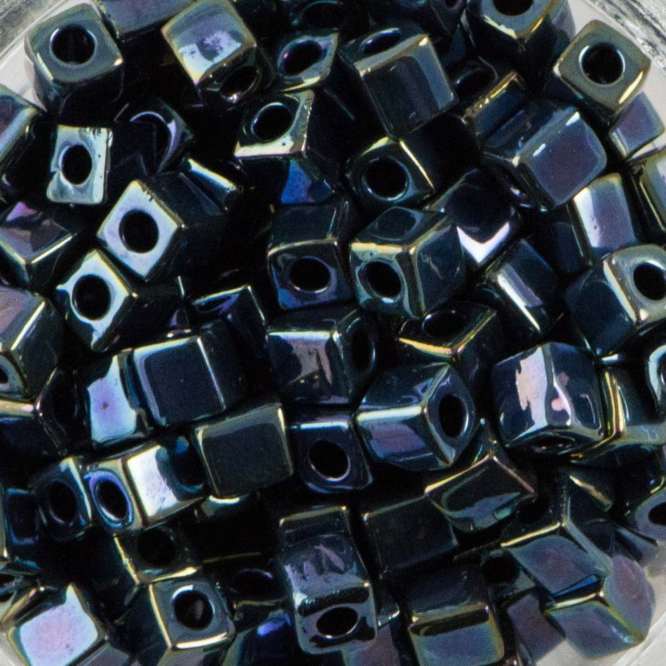 Gunmetal Iris Miyuki Cube Seed Bead 4mm 20gm Tube SB4-456-TB