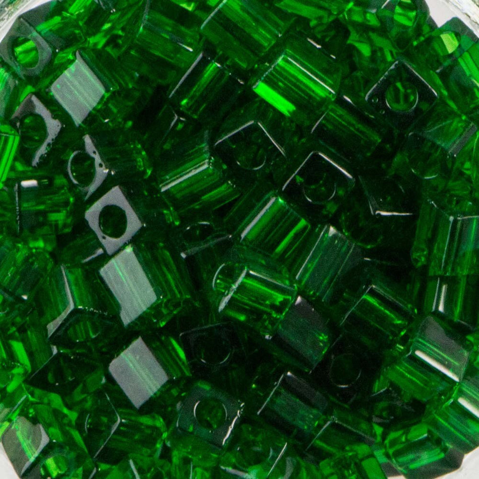 Transparent Green Miyuki Cube Seed Bead 4mm 20gm Tube SB4-146-TB
