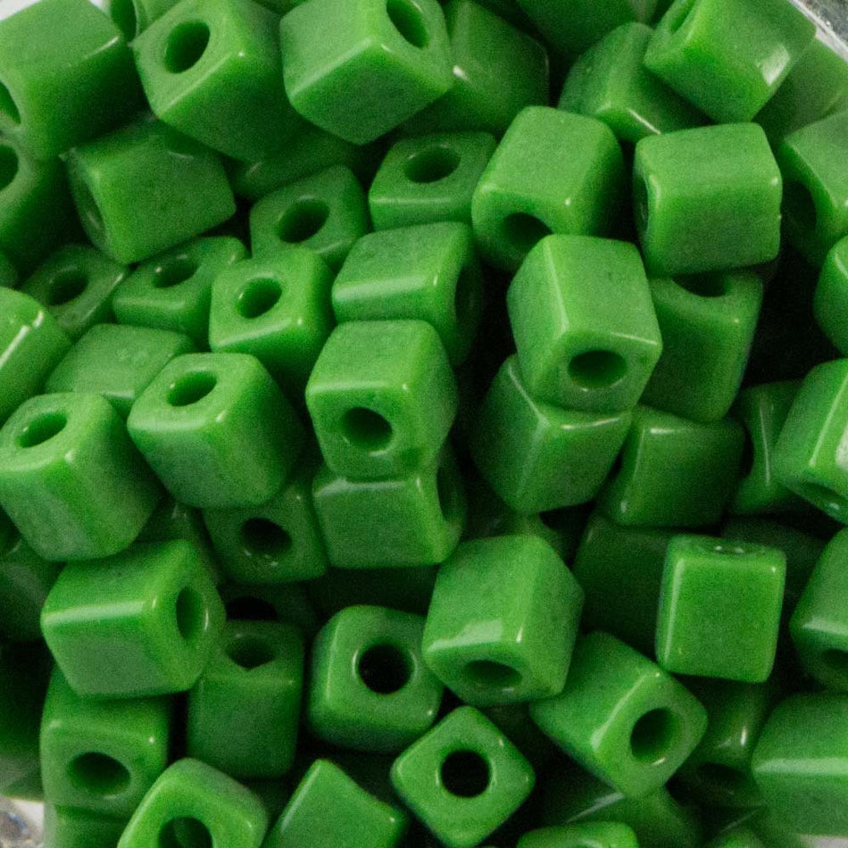 Opaque Grass Green Miyuki Cube Seed Bead 4mm 20gm Tube SB4-411-TB
