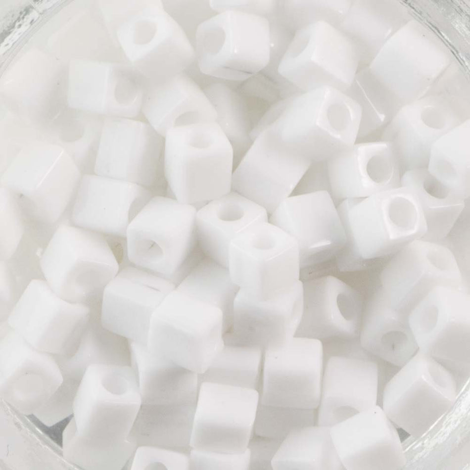Opaque White Miyuki Cube Seed Bead 4mm 20gm Tube SB4-402-TB