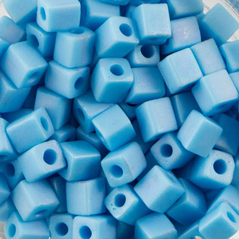 Opaque Light Blue Frosted Miyuki Cube Seed Bead 4mm 20gm Tube SB4-413FR-TB