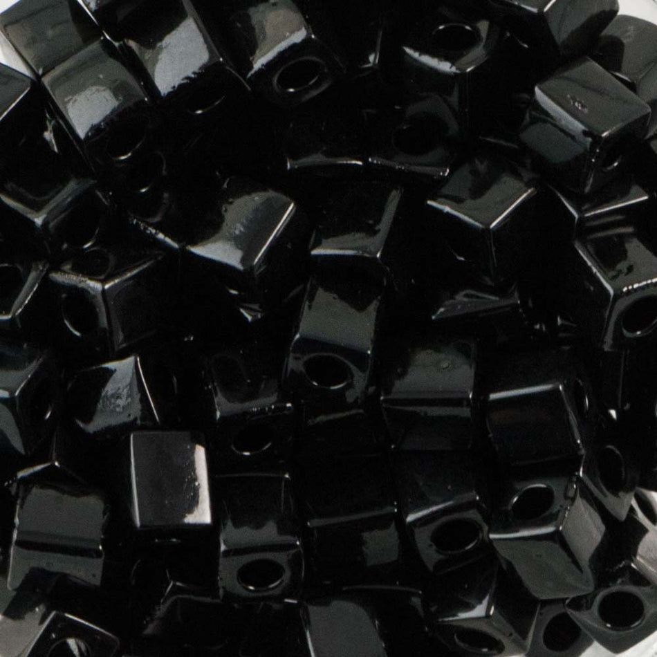 Opaque Black Miyuki Cube Seed Bead 4mm 20gm Tube SB4-401-TB