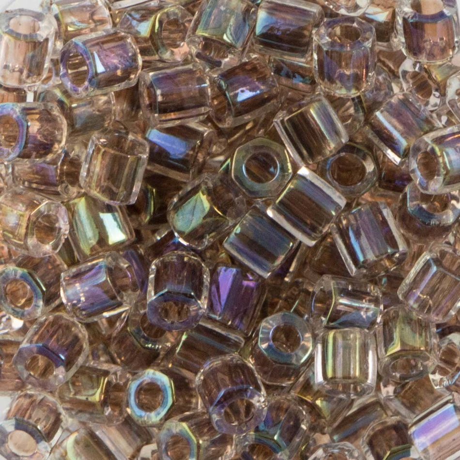 Lined Ivory AB Miyuki Hex Cut Seed Bead 8/0 6.8gm Tube DBLC-0064-TB