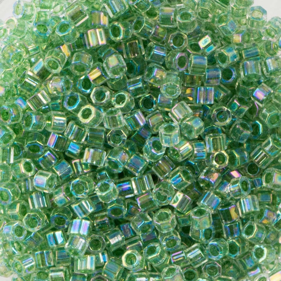 Lined Lime AB Miyuki Hex Cut Seed Bead 11/0 7.2gm Tube DBC0060-TB