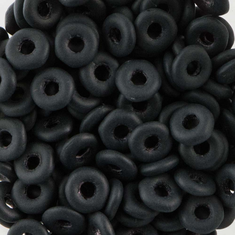 Jet Matted Czech O Bead 3.8x1mm 8.1gm Tube OB2423980-84110-TB