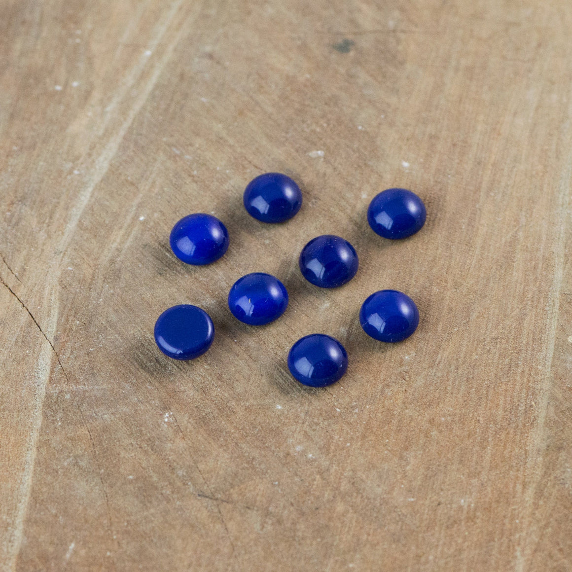 Opaque Lapis Blue Glass Round Cabochons 7mm (8) cab1003AD
