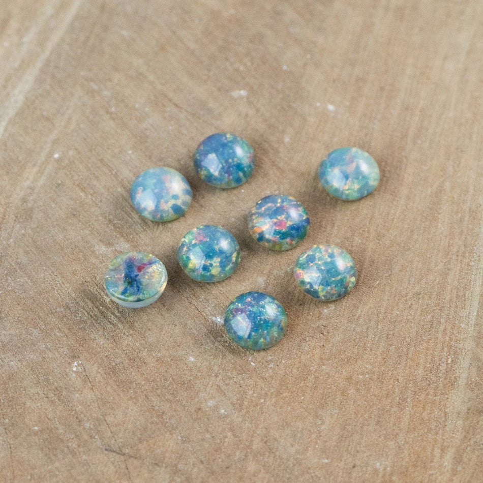 Medium Blue Opal Glass Cabochon 7mm (4) cab3003C