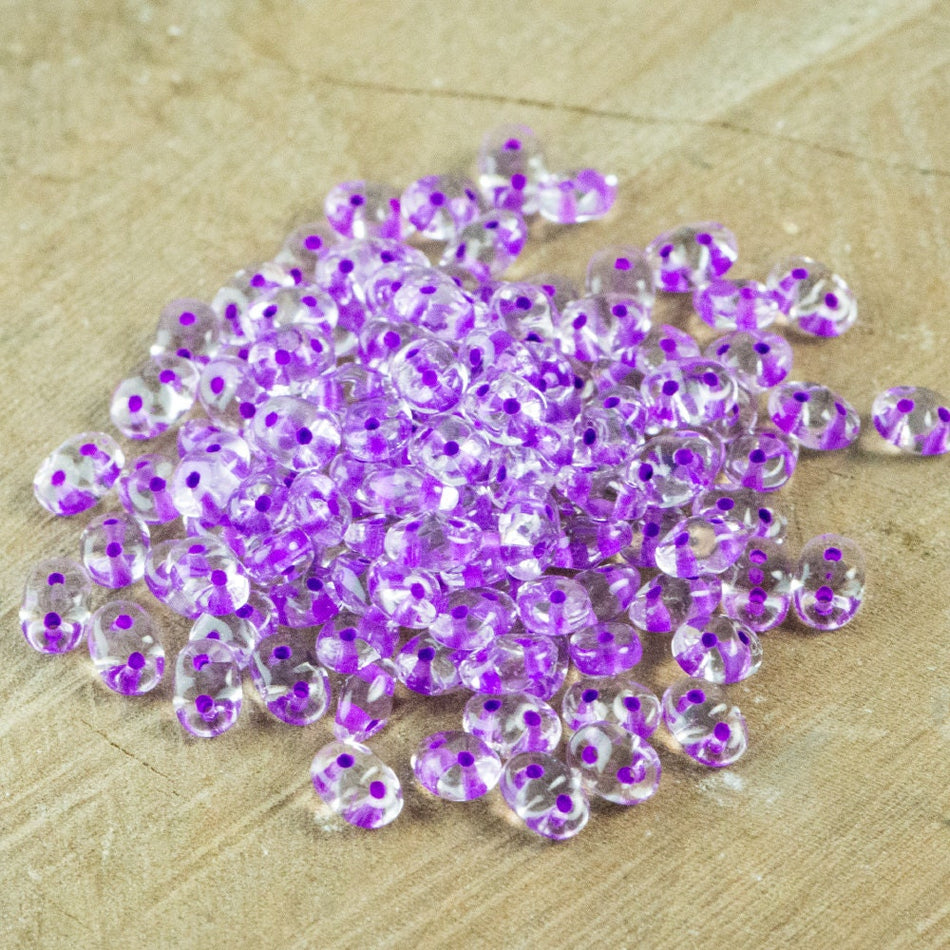 2/5MM MATUBO SUPERDUO Light Purple Lined Crystal Beads