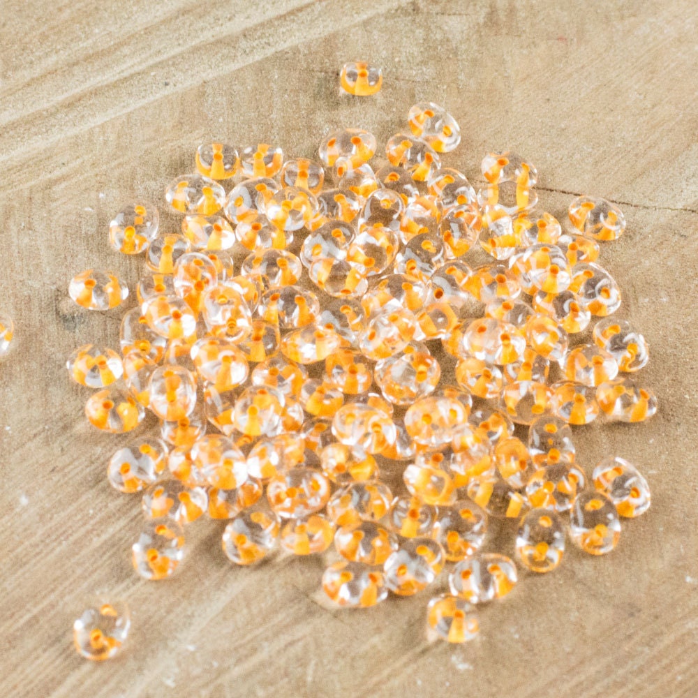 2/5MM MATUBO SUPERDUO Crystal - Peach Lined Beads