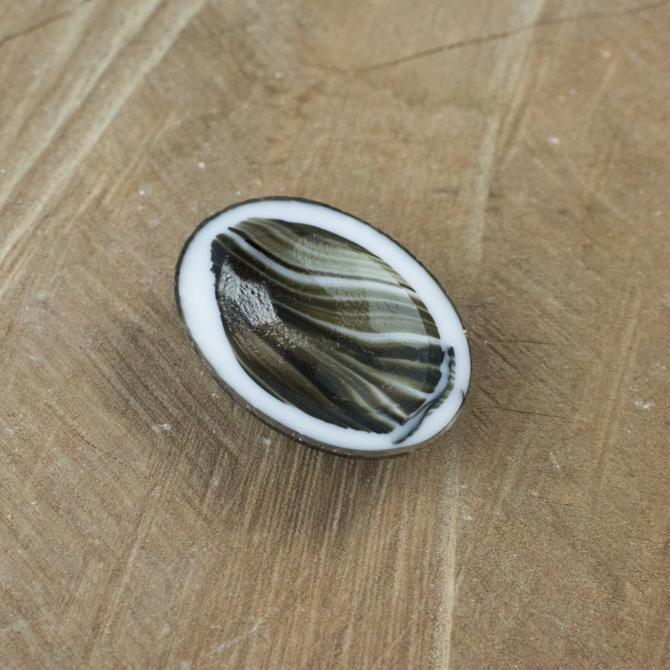 Textured Pattern Black and White Glass Cabochon cab413B