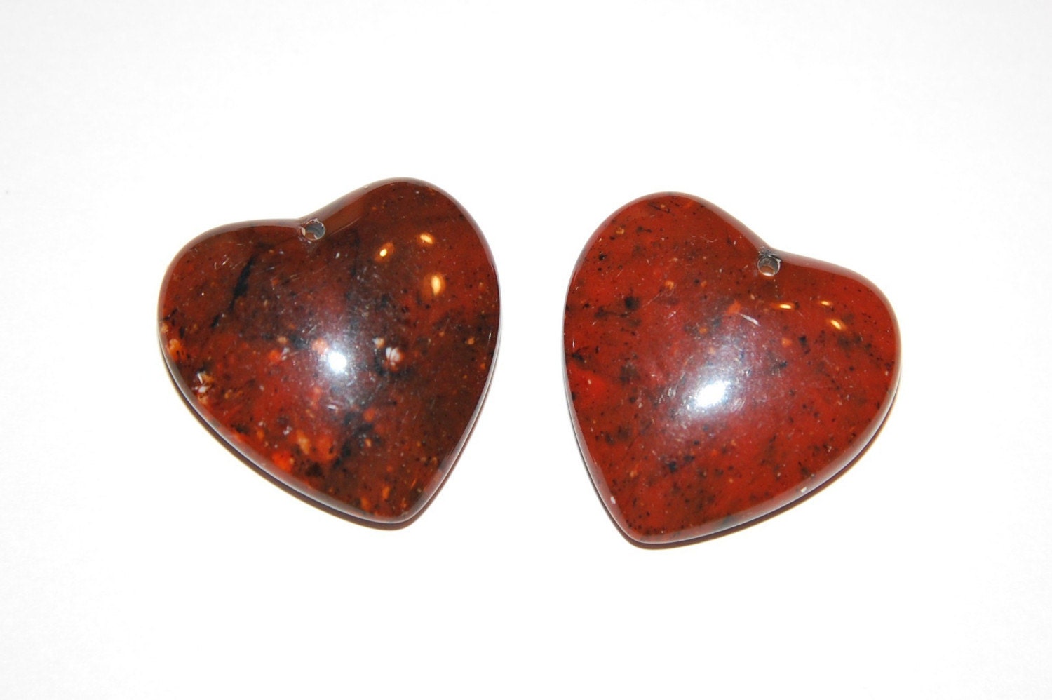 Brown Marbled Vintage Lucite Heart Pendant pnd091B