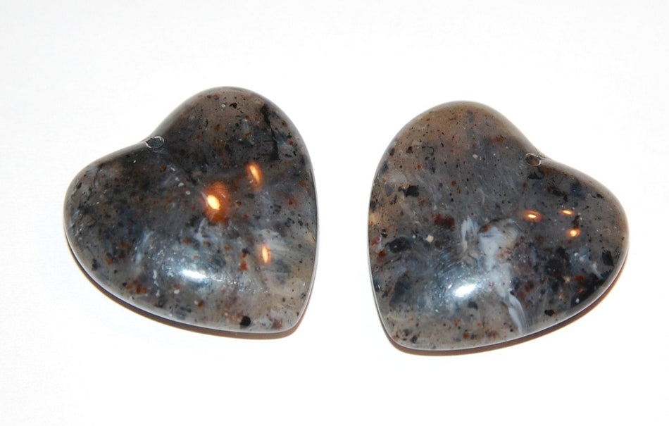 Gray Marbled Vintage Lucite Heart Pendant pnd091C