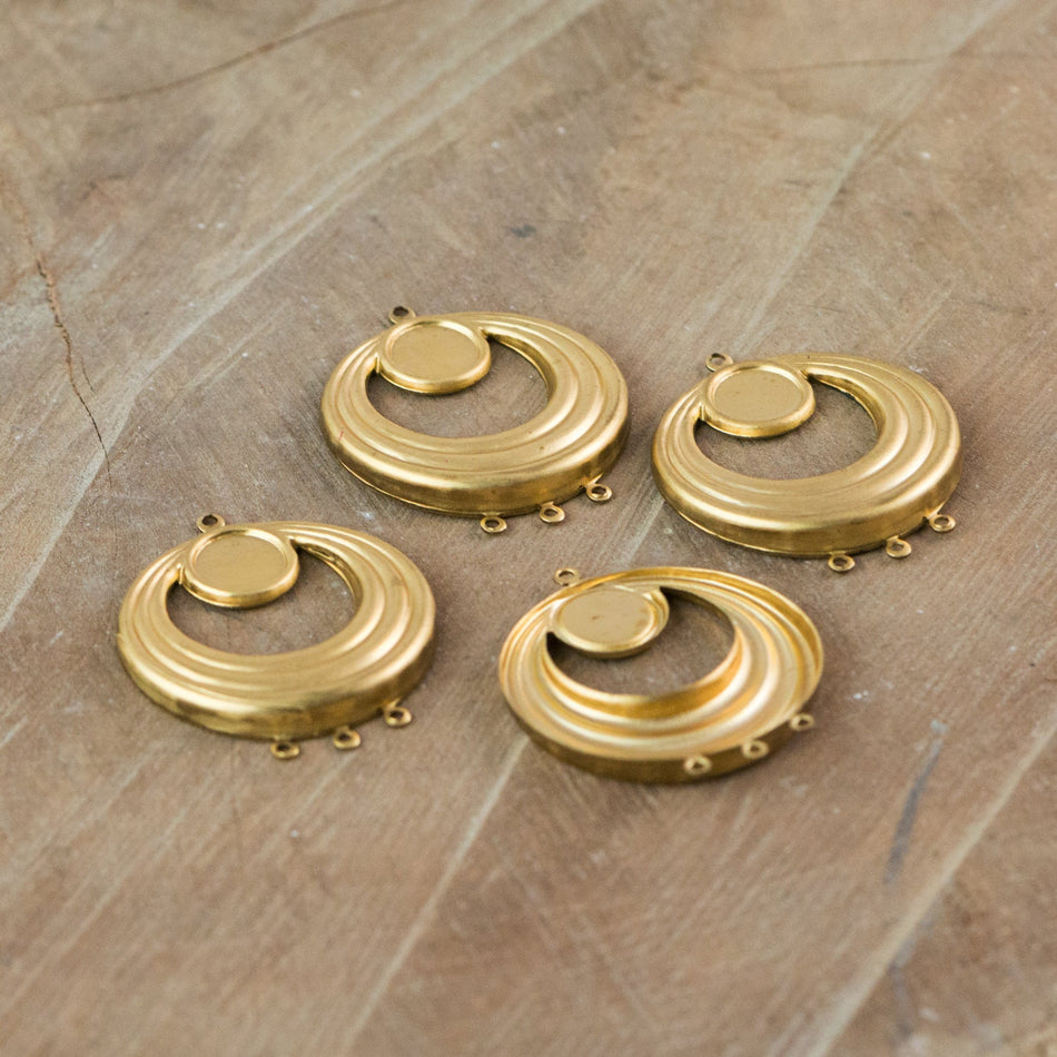 Raw Brass 3 Loop Pendant Drop with 9mm Setting (4) mtl163A
