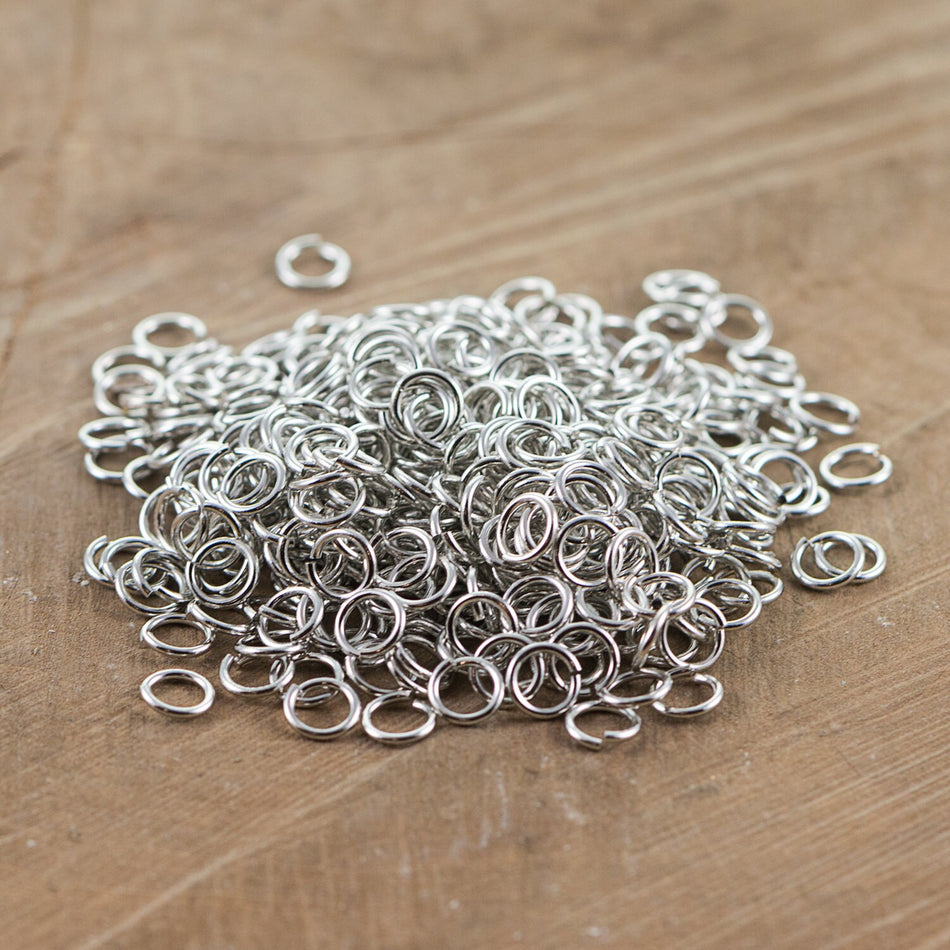 7mm OD Open Shiny Silver Plated Jump Rings 18 Gauge Made in the USA (100) fnd201E