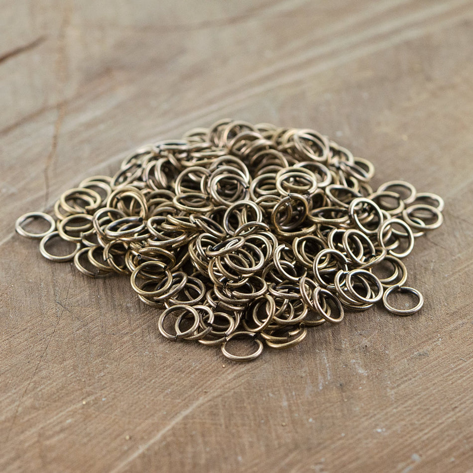 8mm OD Open Brass Ox Jump Rings 18 Gauge Made in the USA (100) fnd202B