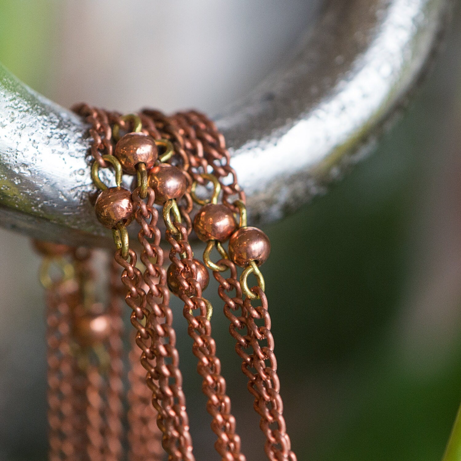 Vintage Copper Beaded Chain with Copper Beads Japan chn049