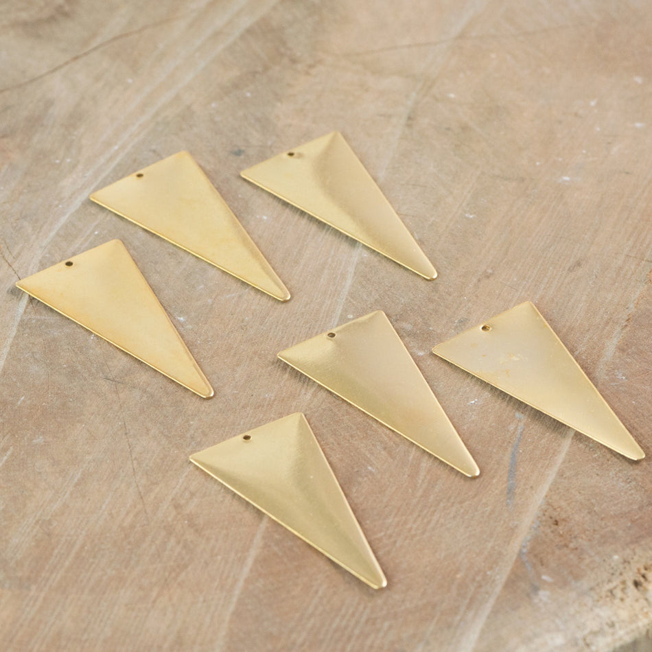1 Bottom Hole Gold Plated  Large Narrow Triangle Pendant (4) mtl200L