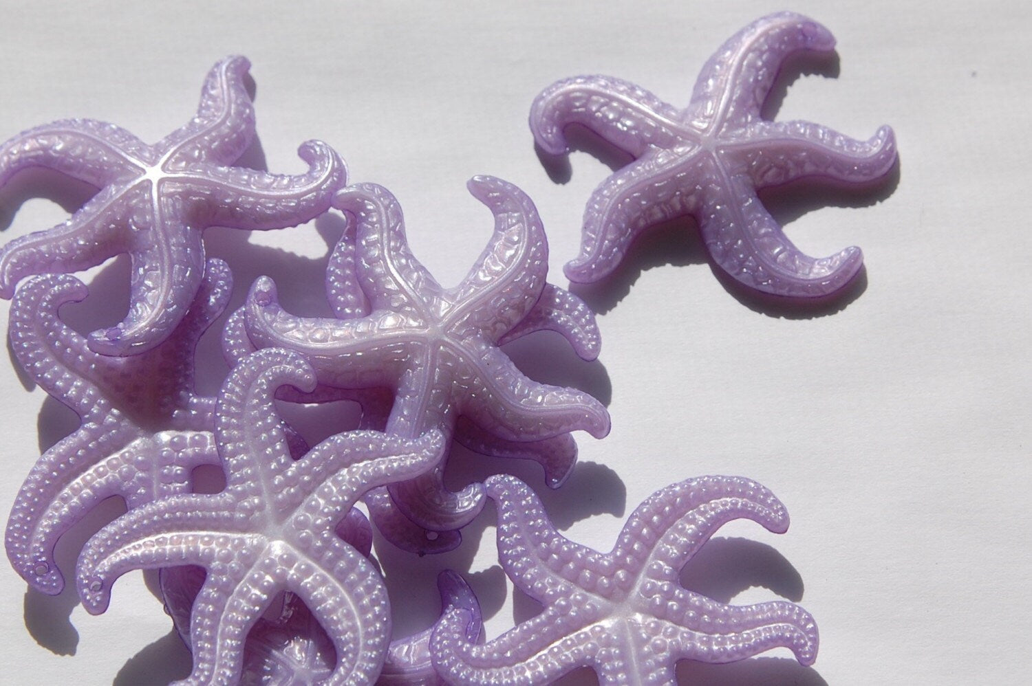 Vintage Large Purple Starfish Beads Pendant West German Plastic 45mm (2) bds858D