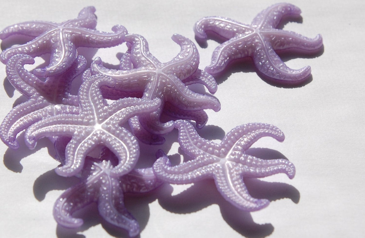 Vintage Large Purple Starfish Beads Pendant West German Plastic 45mm (2) bds858D
