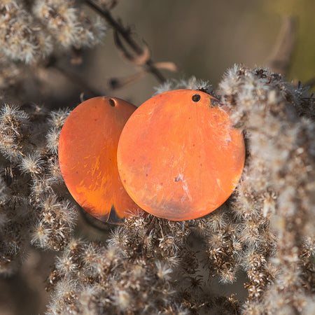 Vintage Matte Orange Marbled Plastic Pendants 30mm pnd116D