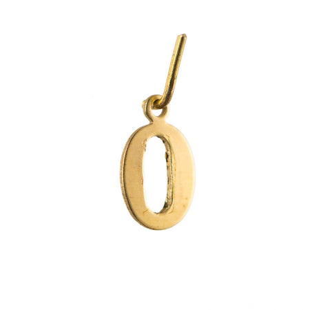 Raw Brass Number Zero Charm Drops 12x7mm (10) chr226K
