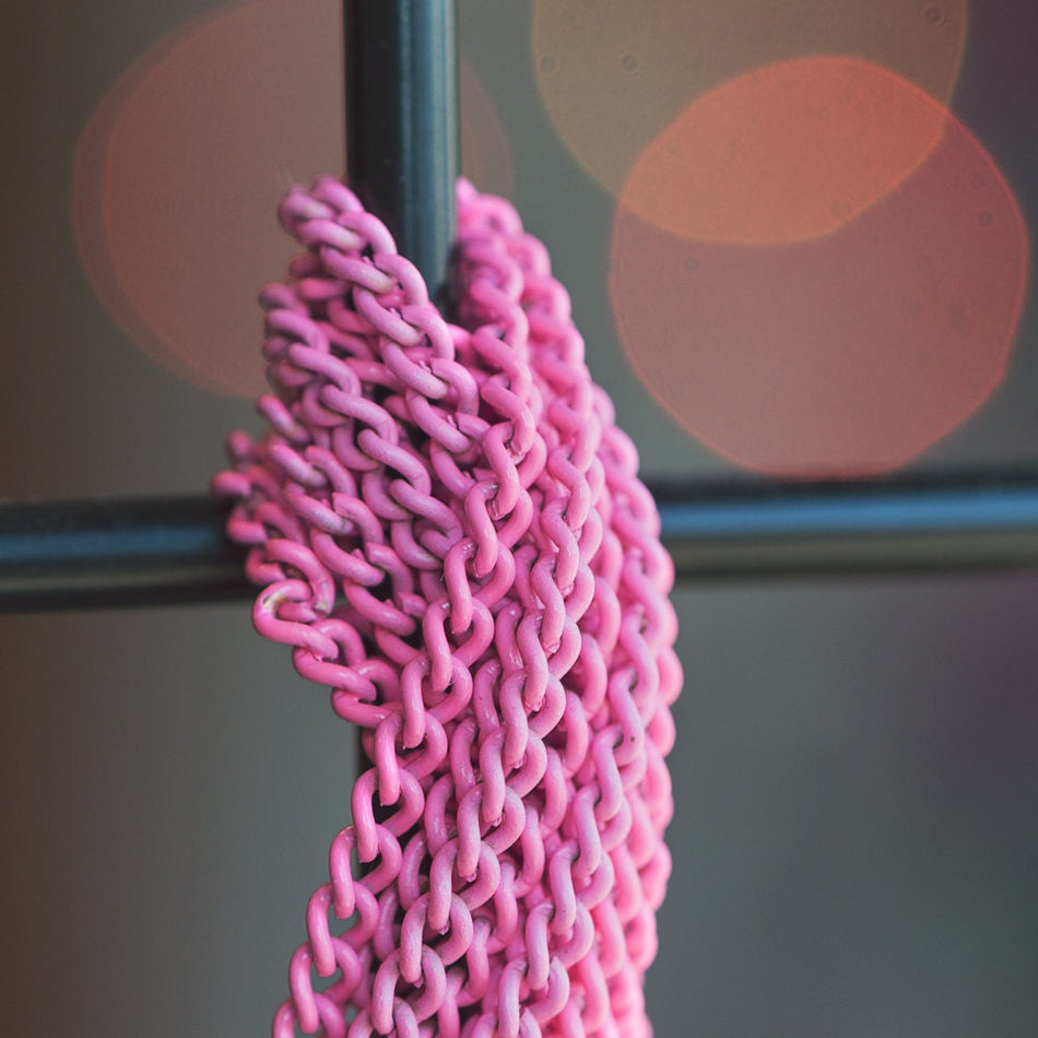 Vintage Pink Enameled Chain Japan chn019