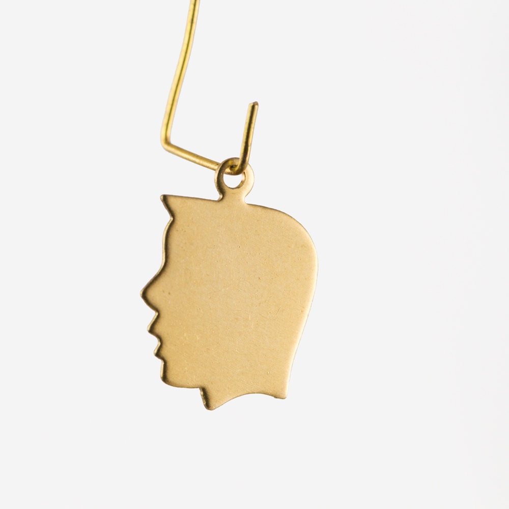 Solid Raw Brass Young Man Silhouette Charm with Loop (6) chr211C