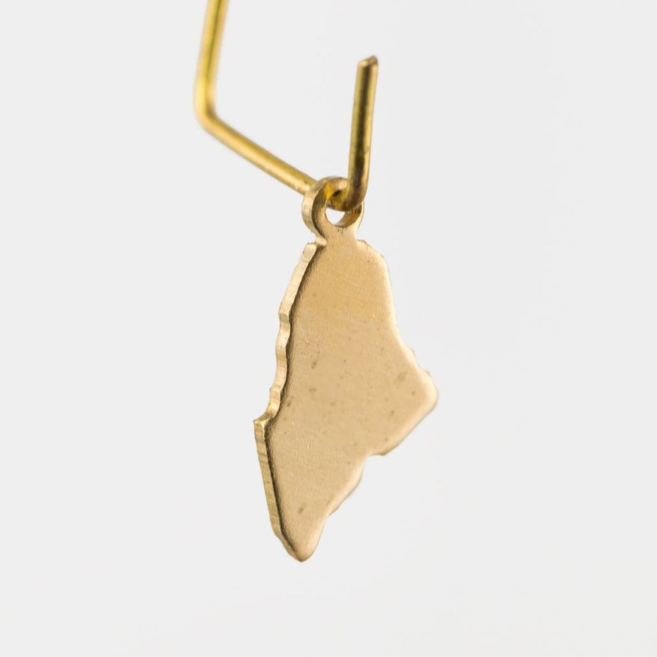 Raw Brass  Maine Blank State Charm Drops (6) chr228Q