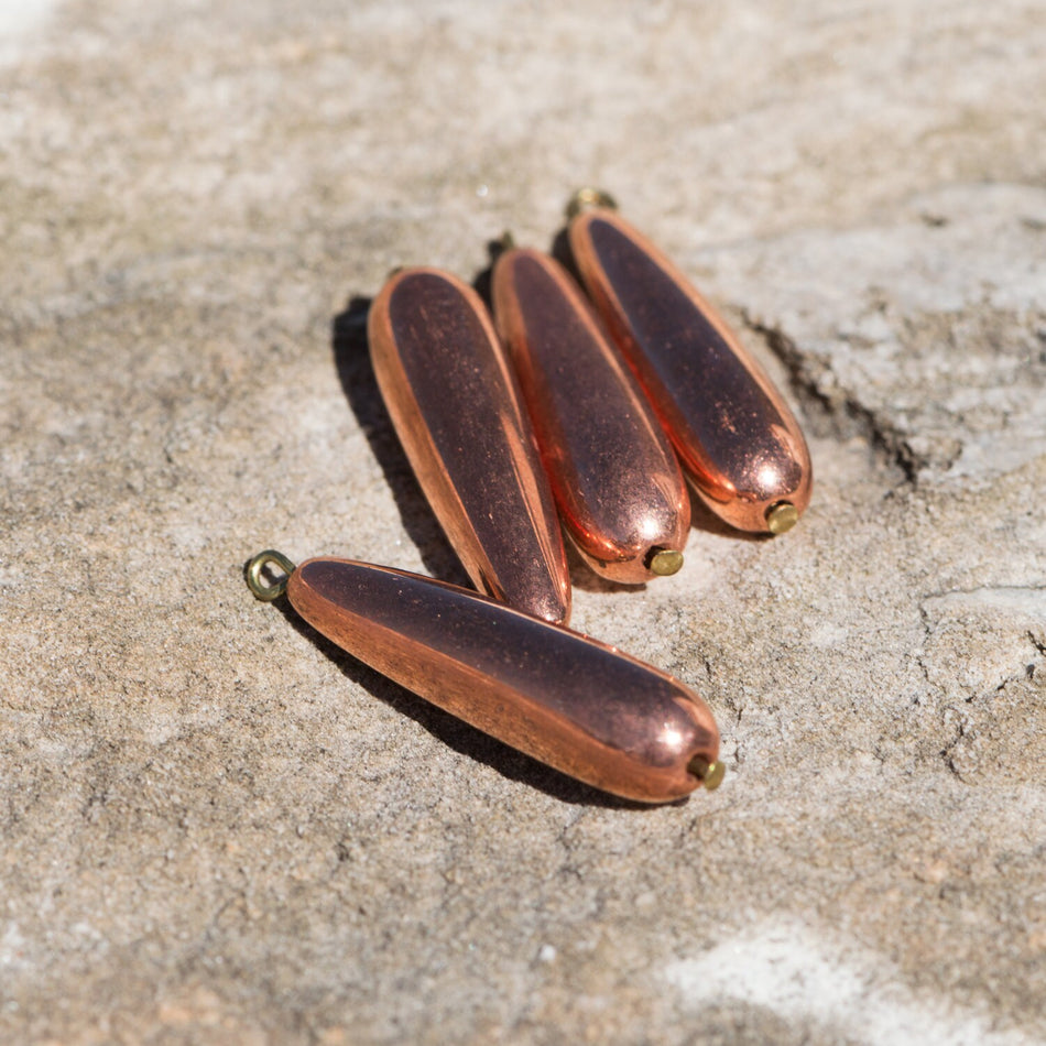 Vintage Copper Colored Teardrop Beads with Loop drp049B