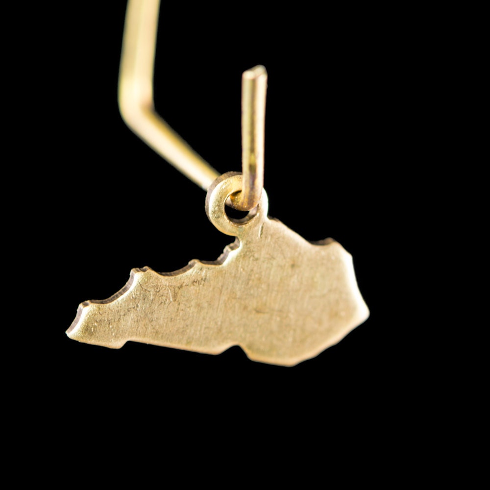 Raw Brass Kentucky Blank State Charm Drops 12x8mm (6) chr228WW