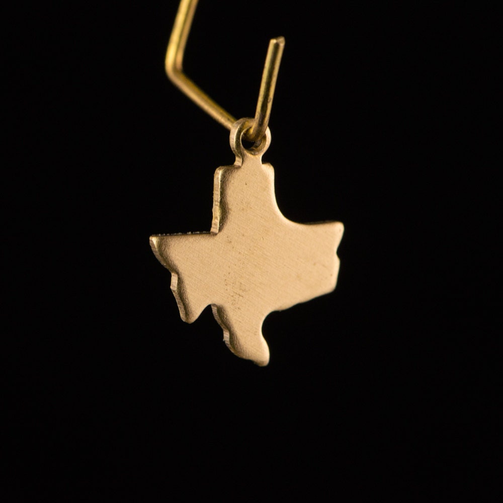 Raw Brass Texas Blank State Charm Drops (6) chr228A