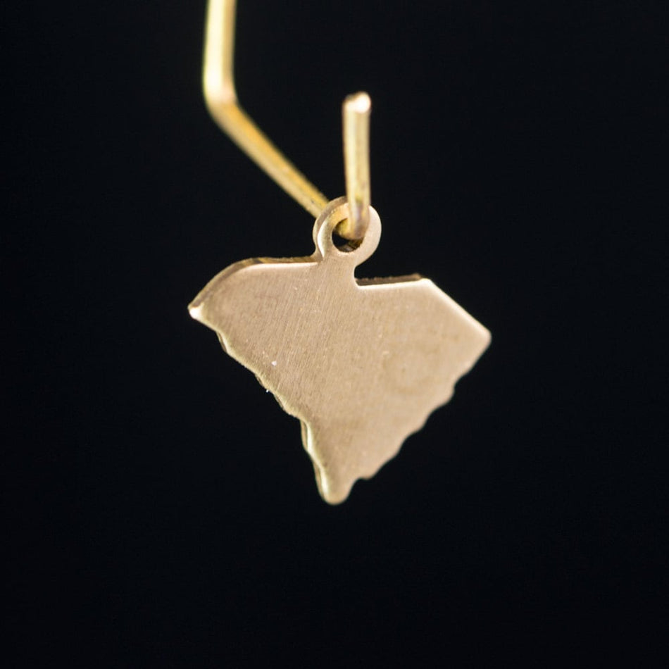 Raw Brass  South Carolina Blank State Charm Drops (6) chr228V