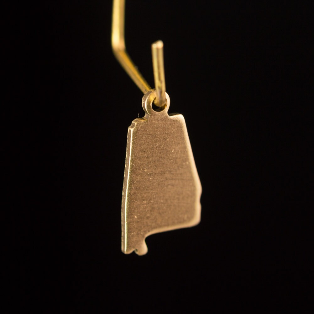 Raw Brass Alabama Blank State Charm Drops (6) chr228T