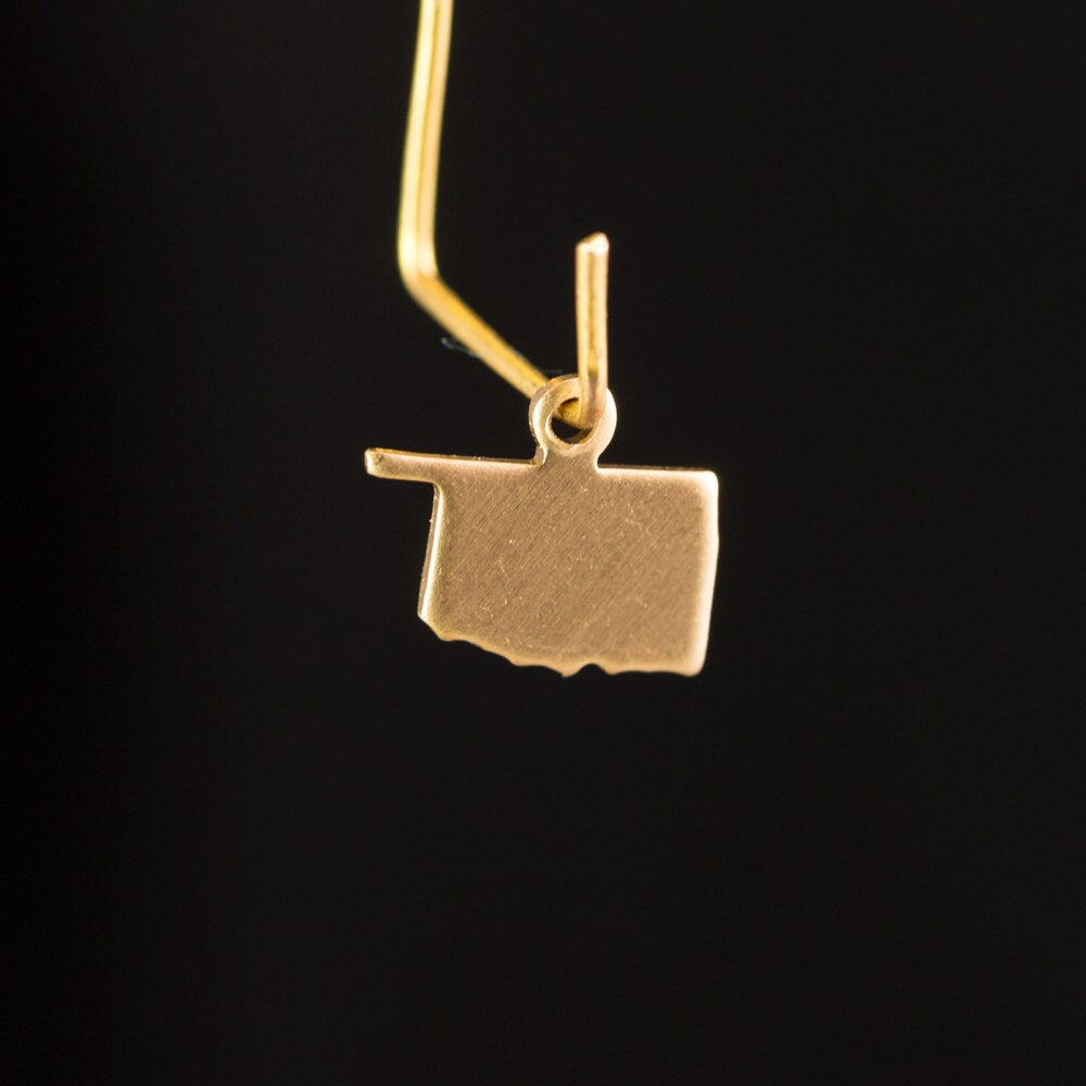 Raw Brass Oklahoma Blank State Charm Drops (6) chr228X