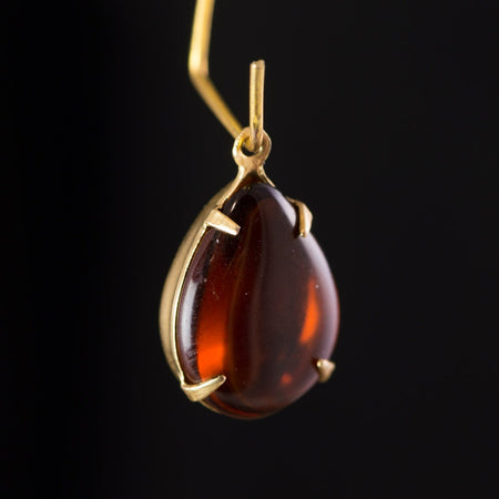 Vintage Topaz Glass Teardrop Stones 1 Loop Brass Settings (2) 15x11mm par009A
