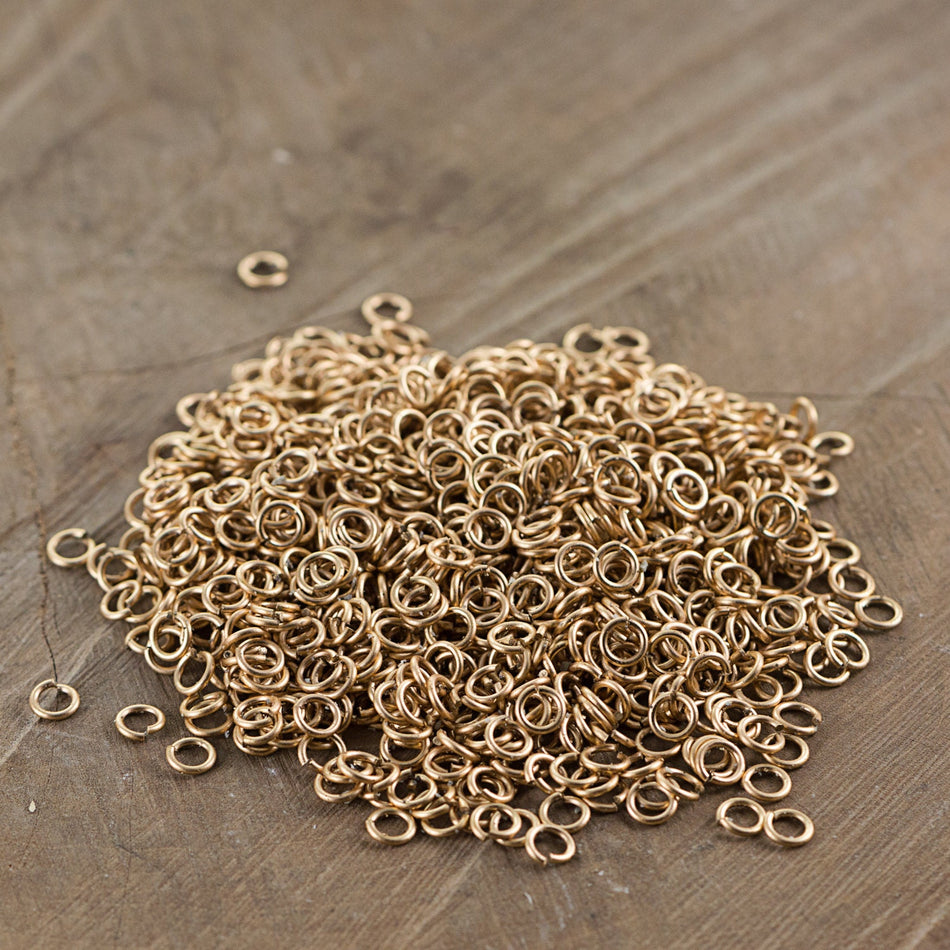6mm OD Open Raw Brass Jump Rings 18 Gauge  Made in the USA (100) fnd200A