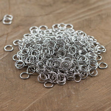 8mm OD Open Shiny Silver Plated Jump Rings 18 Gauge Made in the USA (100) fnd202E