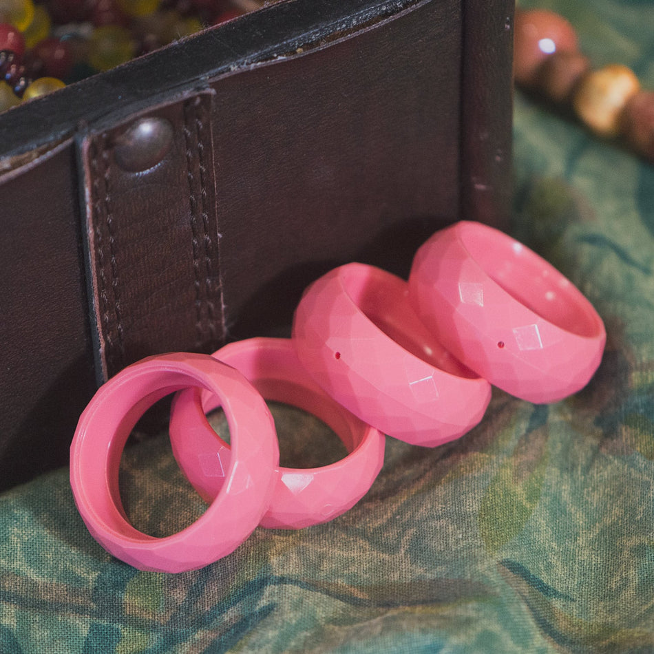 Vintage Rose Pink Faceted Hoop Beads hps007