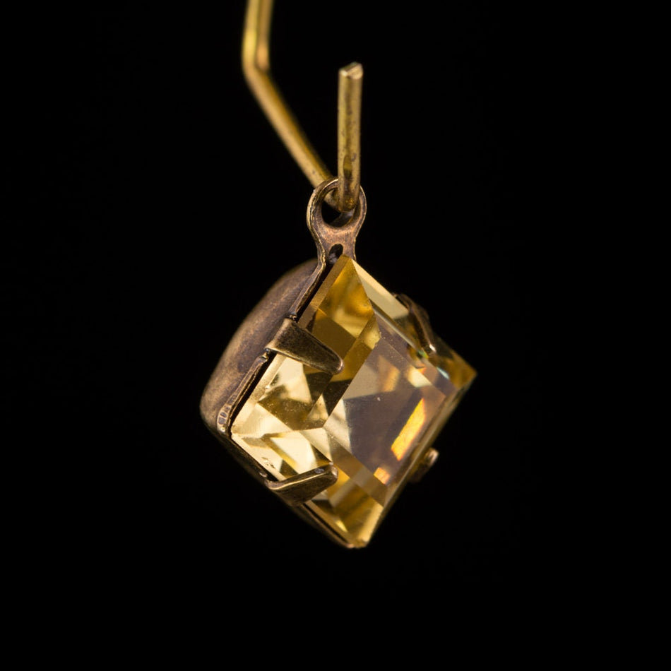 Rauchtopas Square Faceted Glass Stones 1 Loop Brass Ox Setting 8mm (6) squ017NN