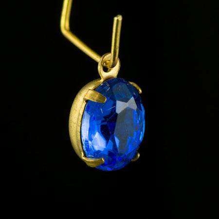 Faceted Sapphire Glass Oval Stones in 1 Loop Brass Setting 10mmx8mm (4) ovl005J