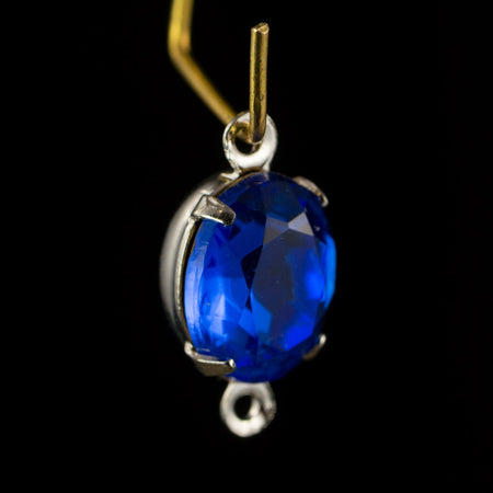 Sapphire Oval Stones in 2 Loop Silver Plated Setting 10x8mm (4) ovl006J2