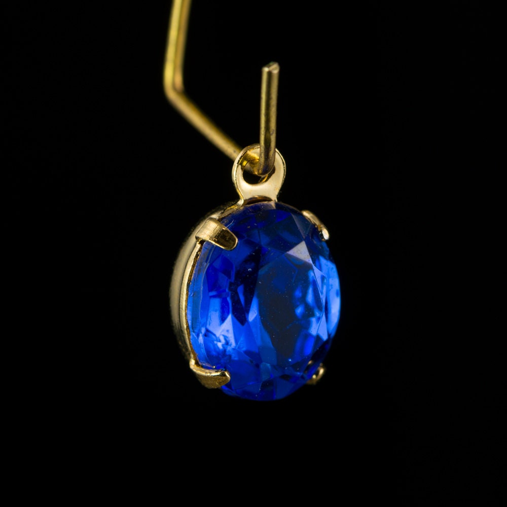 Sapphire Oval Stones in 1 Loop Gold Plated Setting 10x8mm (4) ovl018J